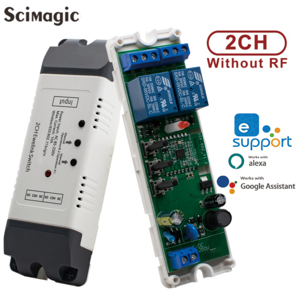 Relay Module 4 Channel - 2CH WifiスマートスイッチモジュールリレーEwelink APPレシーバーAC DC 7-32V 85-250V