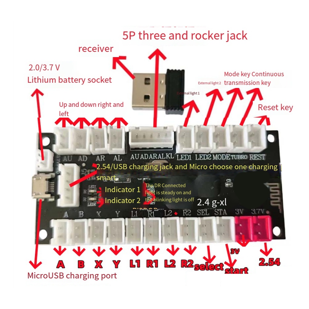 Joystick Module - L77A 2.4G ワイヤレスゼロ遅延ジョイスティックエンコーダーゲームコントローラーボード DIY キットパーツサポートワイヤレス PC//Android