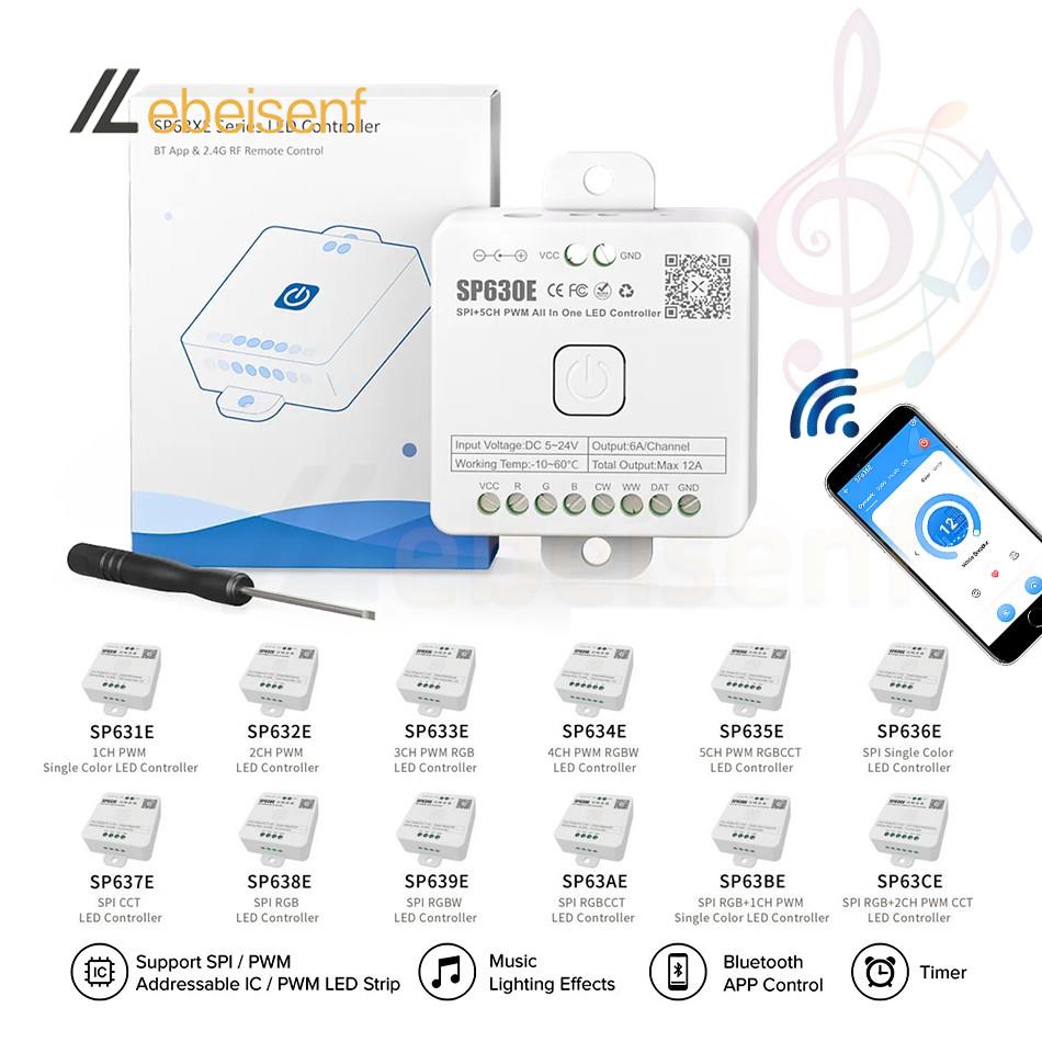 Ws2812B Strip 5V - スマートbt sp630e LEDストリップライト,pwm,spiコントローラー,ピクセル用,ws2812b,ws2811,cob,5050,rgb,rgbw,cct音楽,5v-24v,オールインワン