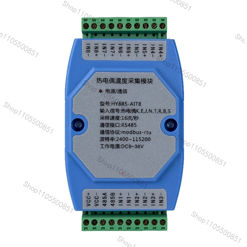 Thermocouple Module K Type - 8ウェイK型熱電対PT100熱抵抗からRS485工業用温度取得モジュール絶縁トランスミッタへの接続