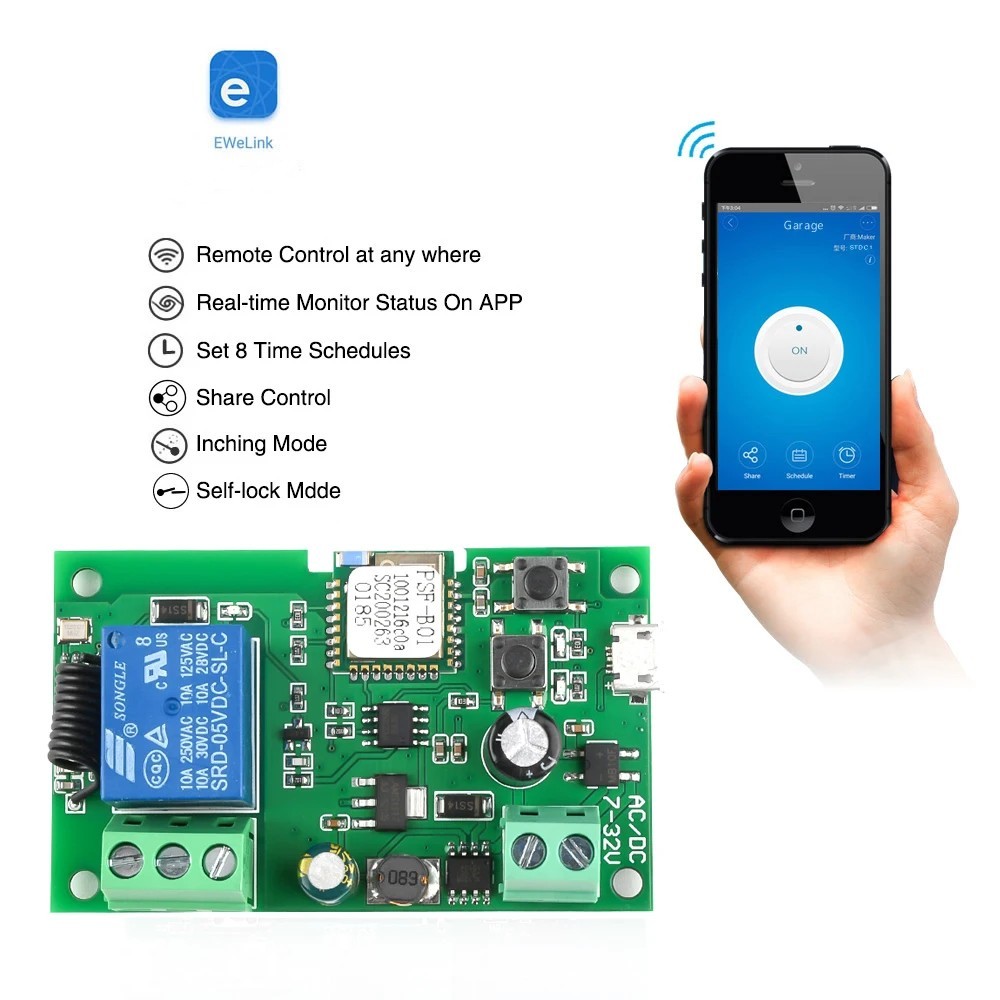Ewelink AC/DC 5V 7V-32V 1 チャンネ - Relay Module 1 Channel のレビューと価格