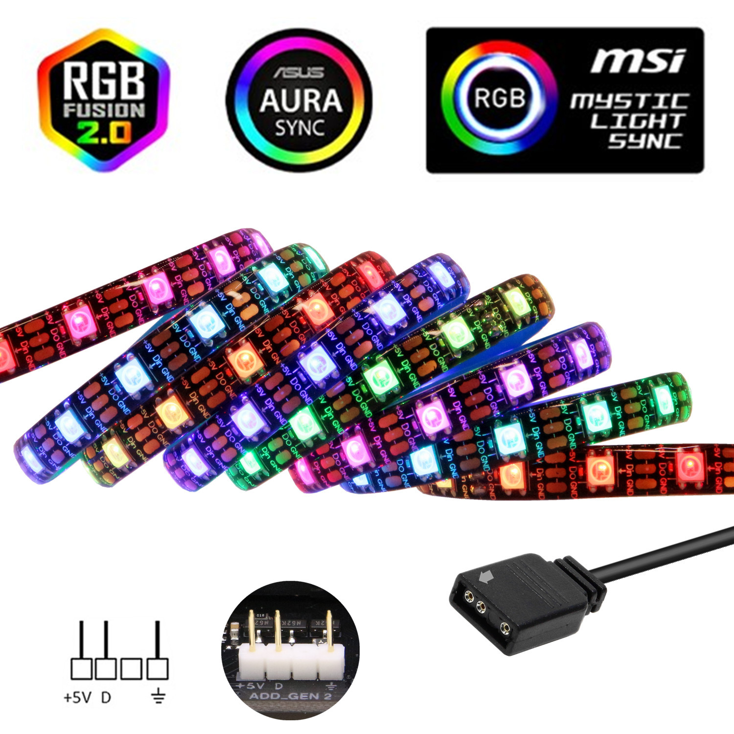 WS2812b ARGB LEDストリップ 5V 60LED - Ws2812B Strip 5V のレビューと価格