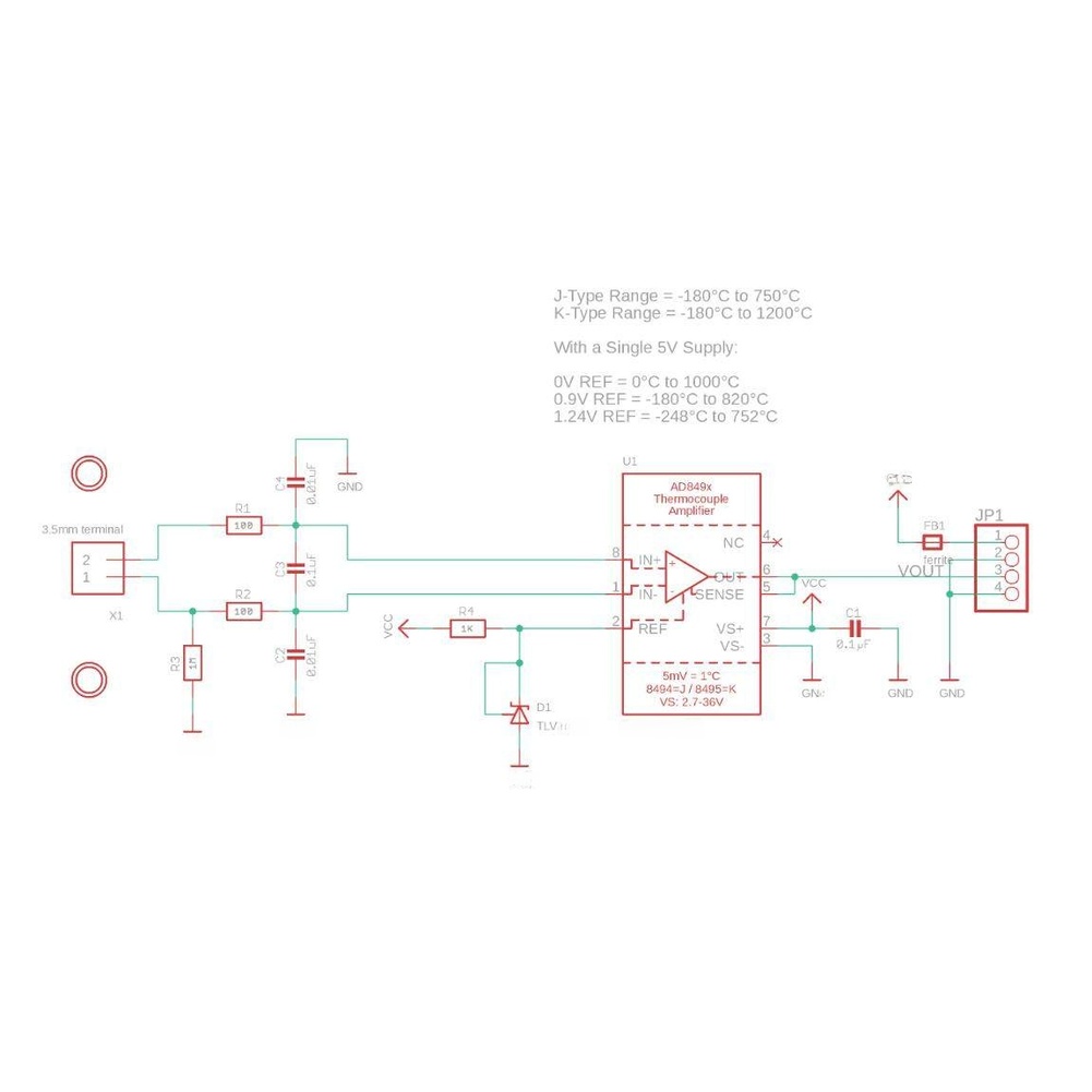 AD8495 K型熱電対信号処理モジュール。3～18Vの広範 - Thermocouple Module K Type のレビューと価格