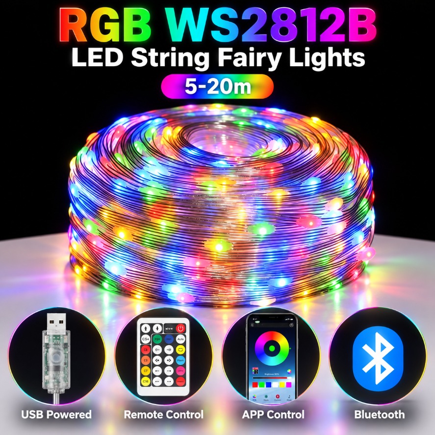 5～20mのWS2812B RGB LEDフェアリーライト。 - Ws2812B のレビューと価格