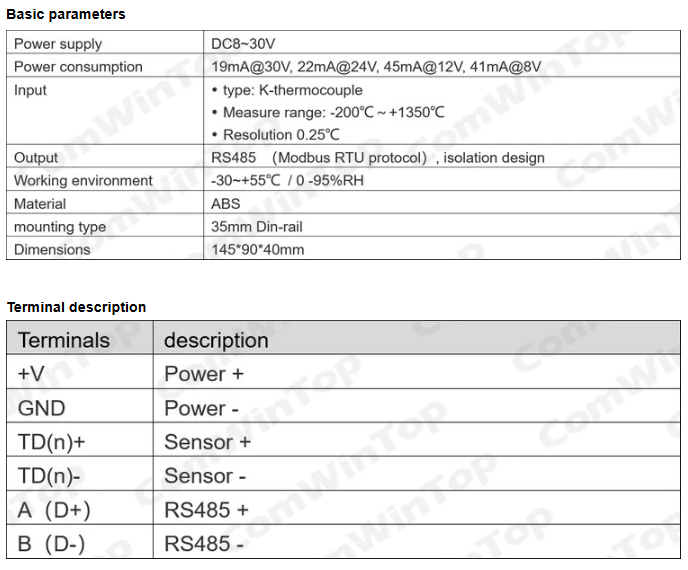 16チャンネルK型熱電対RS485 Modbus出力温度取得 - Thermocouple Module K Type のレビューと価格