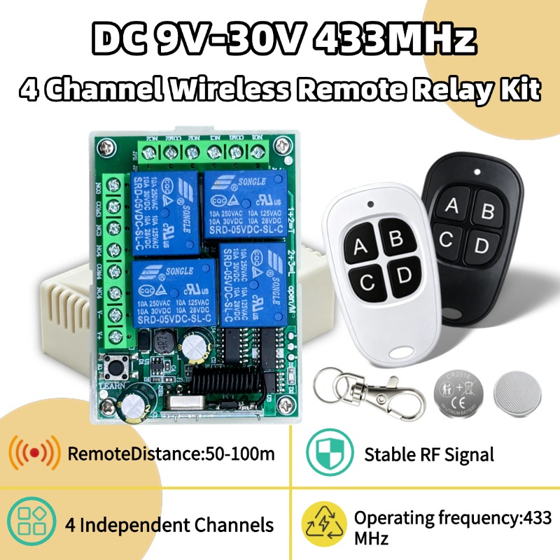 433MHzユニバーサルワイヤレスリモコン DC 12V 4 - Ir Remote Module のレビューと価格