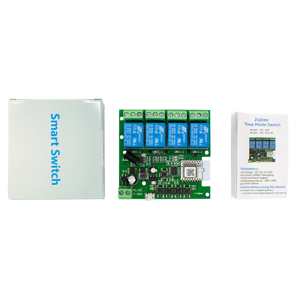 4CH Zigbee 3.0スマートホームリレーDC 12V - Relay Module 4 Channel のレビューと価格