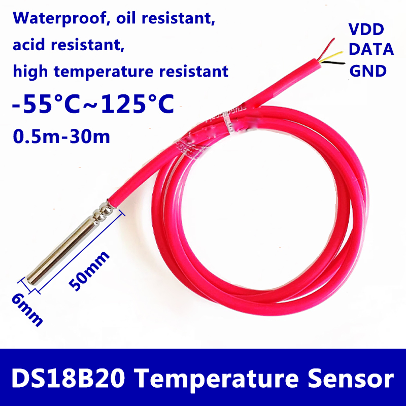 DS18B20防水デジタル温度センサー、6mm×50mm、ス - Ds18B20 のレビューと価格