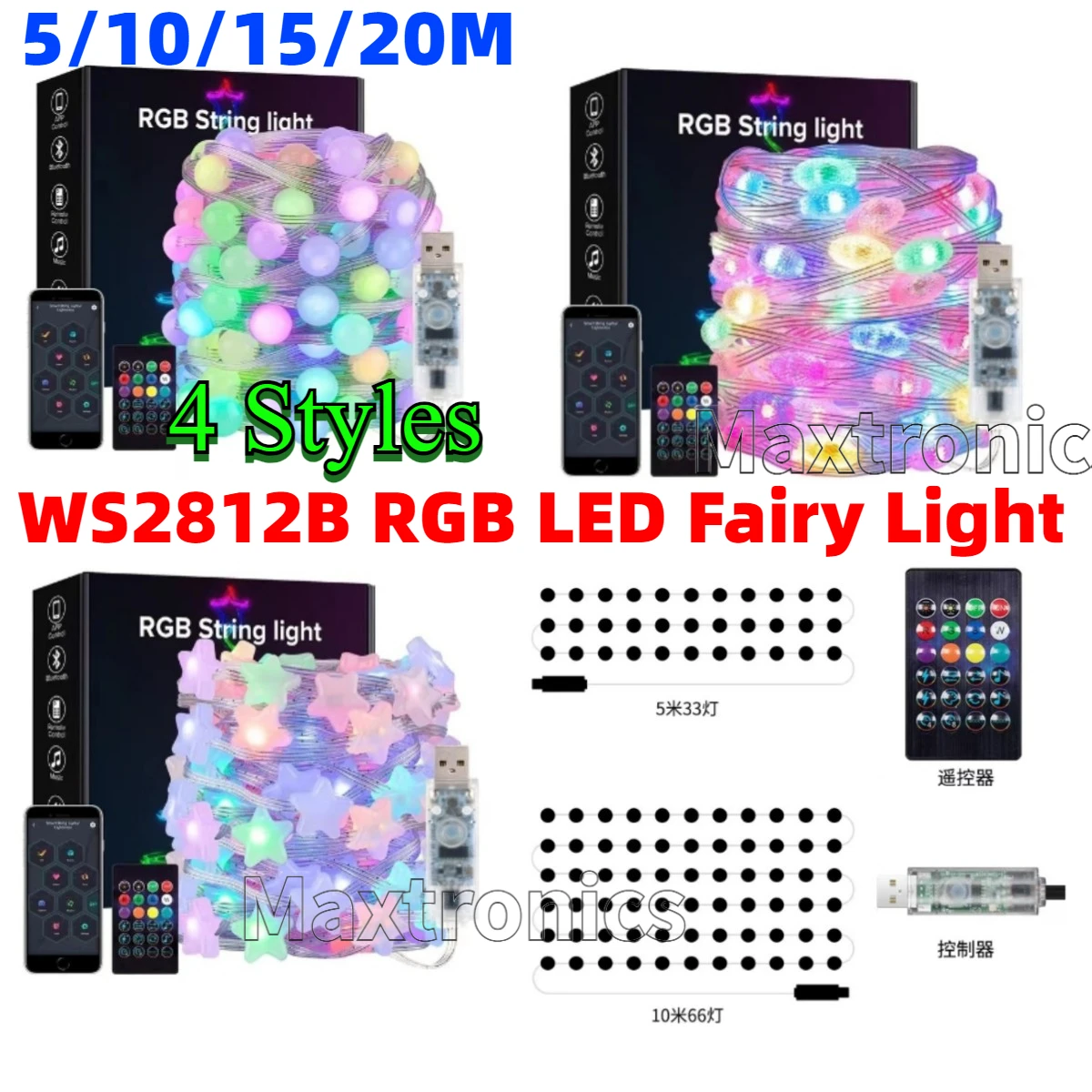 スマート 4 スタイル RGB WS2812B LED フェ - Ws2812B のレビューと価格